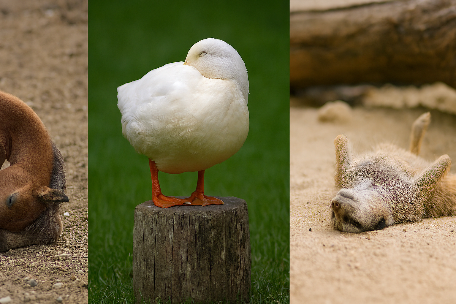 Animales que duermen en las posiciones más extrañas